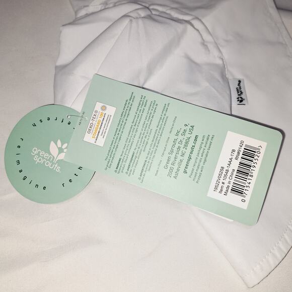 Green Sprouts 9-18 M 100% Recycled Polyester White Sun Hat - Picture 7 of 10